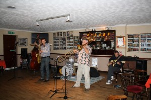 Martyn Brothers Jazz Band at Farnborough Jazz Club, Kent on 25th August 2014.  Photo by Mike Witt