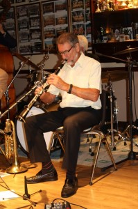 Bill Phelan's Muskrat-Ramblers, featuring Alan Cresswell playing 'Petite Fleur' at Farnborough Jazz  Club, Kent.  3rd October 2014. Photo by Mike-Witt.