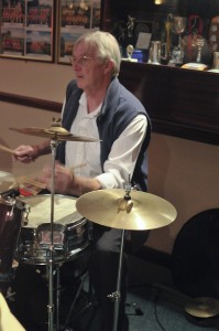 Graham Collicotte (drums) of The Original Eastside Stompers Jazz Band at Farnborough Jazz Club, Kent, UK, on 21st May 2010. Photo by Howard Leigh