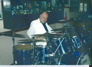 John Elmer (drums), one of Tony Pitt's All Stars at Farnborough Jazz Club, Kent, UK on 21st November 2014. Photo by Mike Witt.