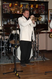 Denny Islett (trmp) with Tony Pitt's All Stars at Farnborough Jazz Club, Kent, UK on 21st November 2014. Photo by Mike Witt.