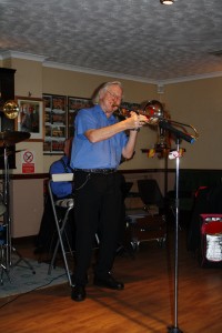‘George ‘Kid’ Tidiman’s with his 'All Stars’ at Farnborough Jazz Club, Kent, UK on Friday 17Apr2015. Photo by Mike Witt.