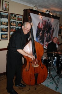 Andy Laurence (d.bass) one of Tony Pitt's All Stars at Farnborough Jazz Club on 14th August 2015. Photo by Mike Witt.