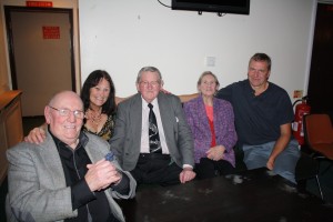 Seen here are Keith and Diane, Colin Dobson (of Billy Cotton Band Show fame), his wife Jo and their son-in-law having just enjoyed 'Tony Pitt's All Stars' at Farnborough Jazz Club (Kent) on 9th October 2015. Photo by Mike Witt.
