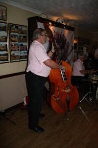 Pete Clancy plays double bass with Sussex Jazz Kings at Farnborough Jazz Club (Kent) on 29th April 2016.   Photo by Mike Witt.