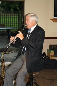 John Crocker plays clarinet with Jackie Free's Chicagoans at Farnborough Jazz Club (Kent) on Friday, 5th August 2016. Photo by Mike Witt.